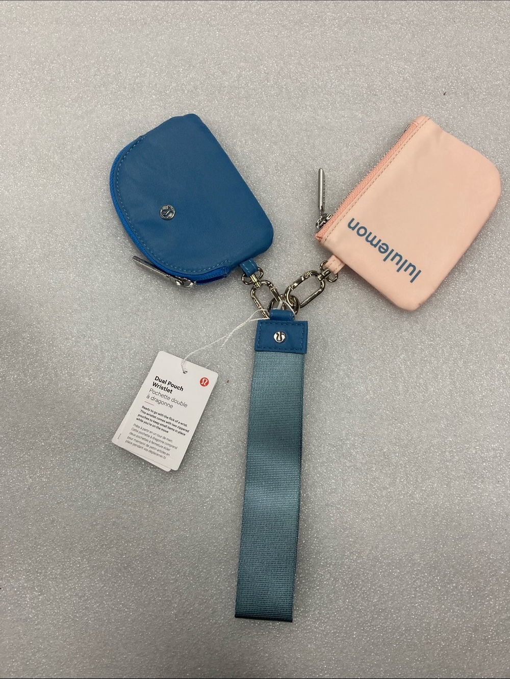 lululemon blush pink clip-on mini key & card pouch